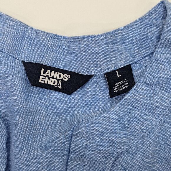 Lands' End Linen blend Tunic Light Blue Breathable Travel Vacation Size L Large - Picture 6 of 7